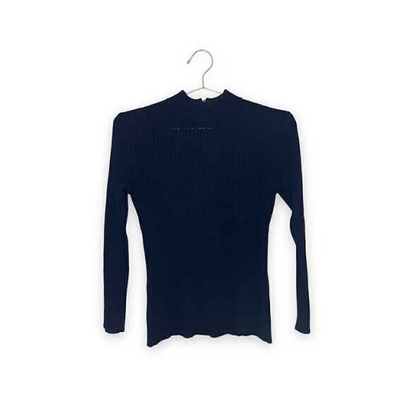 St. John Basics Mock Neck Ribbed Long Sleeve Top - Picture 1 of 6